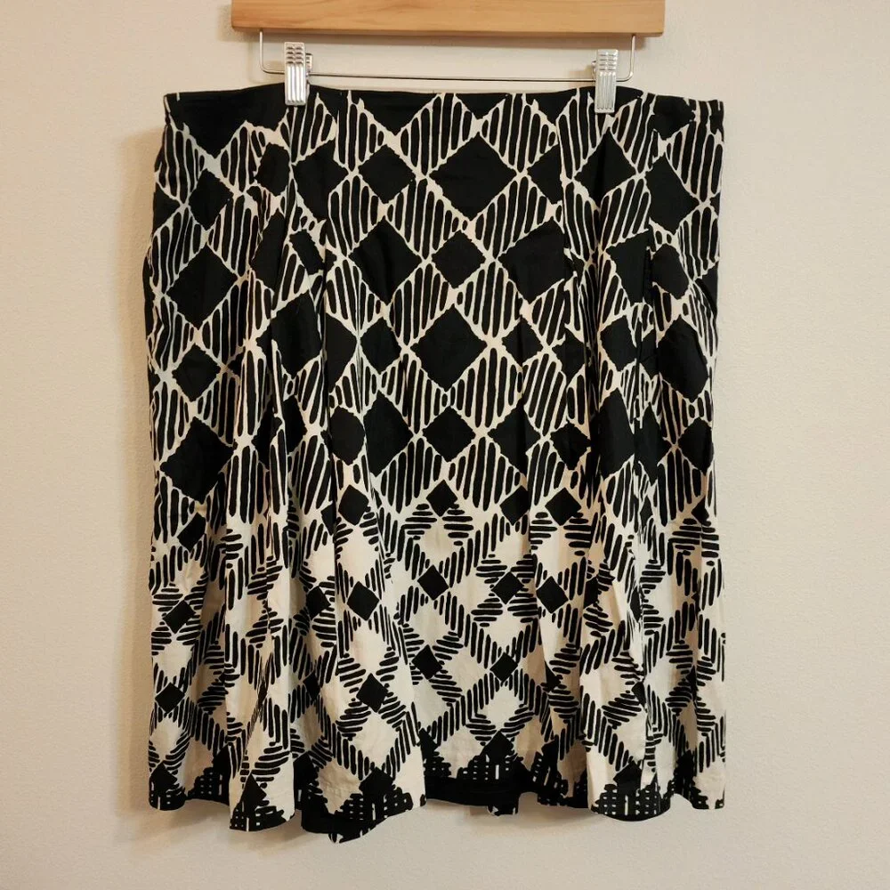 Talbots Women's Skirt Sz 16W A Line Geometric Side Zipper Pleated Career Classic - Picture 4 of 14